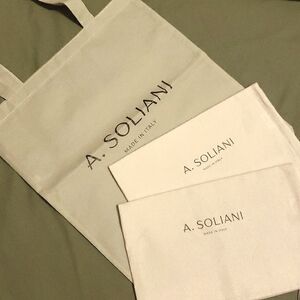 A. SOLIANI 2 Shoe Dust Bag & Non-Woven Tote Logo Bag Made in Italy